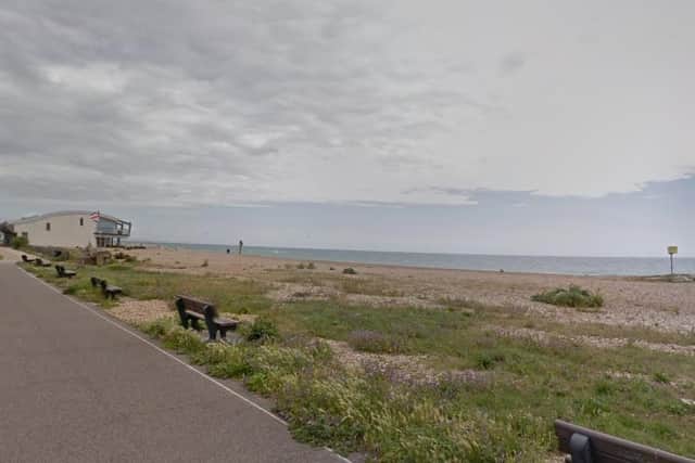The Royal Navy was called after a suspected mortar was found on Lancing beach.