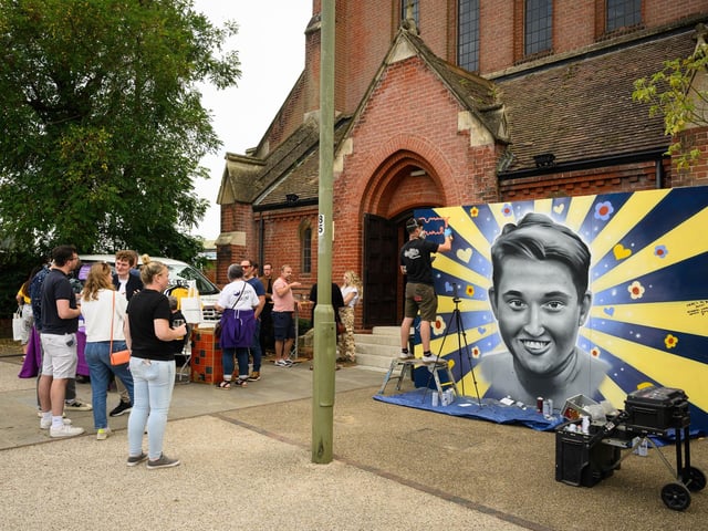 Pictured is: A mural outside of  St John's church

Picture: Keith Woodland