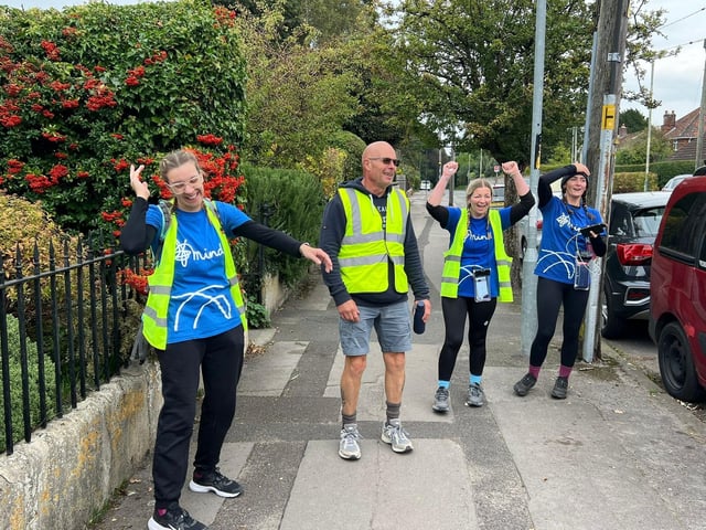 Hitting the 45 miles mark. From left to right, Georgia Fife, Greg Smith, Nadine Smith, Natasha Calvert.