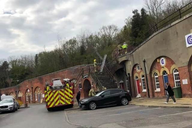 Fire crews attend Fort Fareham Industrail Estate after youths set a fire. Picture by Sara Elms.