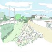 An artists impression of what the North Portsea Island Coastal Defence Scheme will look like.