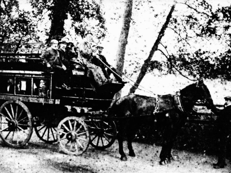 No, not a stagecoach scene from the old west, but old Denmead. This is in fact the Denmead Queen, the horse drawn bus service that operated between the village and Waterlooville.