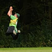 Sarisbury Athletic skipper Josh Hill saves a boundary by deflecting the ball back over the ropes during his side's SPL T20 Plate loss to Portsmouth & Southsea. Picture: Keith Woodland