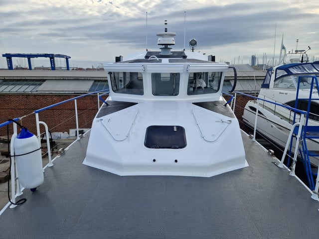 HMS Scimitar, a former Royal Navy patrol vessel, has been transformed into MV Lady Jean following a project in Gosport. She is due to sail to Tanzania and be used as a hospital boat.