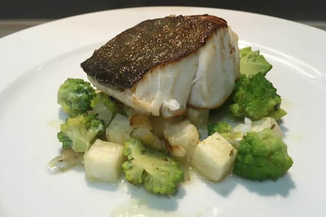 Cod, celeriac and rosemary by Lawrence Murphy.
