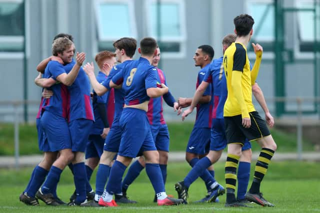 Simon Woods' goal celebration against Amesbury Town. Picture: Chris Moorhouse