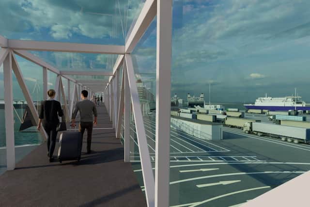 The new walkway to the berth