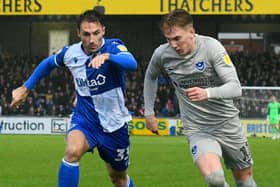 Pompey's Ronan Curtis battles for possession with Alex Rodman of Bristol Rovers. Picture: Graham Hunt