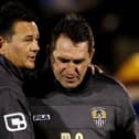 Paul Doswell, then the Sutton boss, with Notts County counterpart Martin Allen prior to the FA Cup second round tie in December 2011. The Magpies won 2-0.Photo by Scott Heavey/Getty Images.