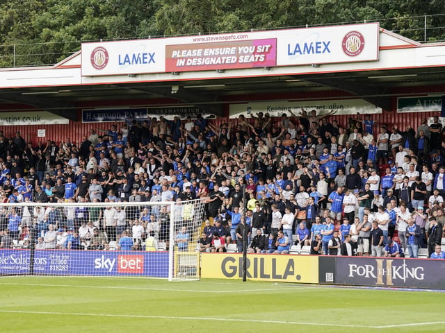 1,384 Pompey fans made the trip to Stevenage's Lamex Stadium.