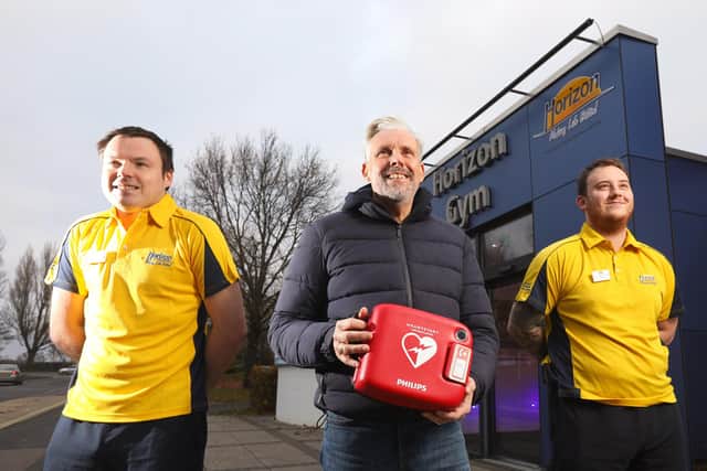 Stuart Hoare has said he is 'eternally grateful' to senior centre attendant Reece Parsons, right, and duty manager Mike Davies for their efforts to save his life.  
Picture: Chris Moorhouse (jpns 201221-31)