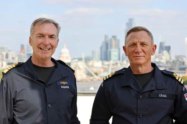 Pictured: Admiral Sir Tony Radakin and Commander Daniel Craig