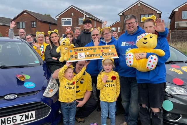 People taking part in the Big Learner Relay for Children in Need in 2022