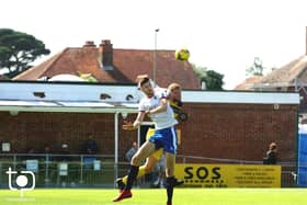 Matt Casey in pre-season friendly action for Gosport Borough against Lymington. Pic: Tom Phillips.