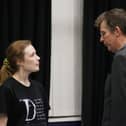 Grace Campbell as Eva Peron with Jonathan Redwood as Juan Peron in rehearsal. Picture by Tristan Redwood