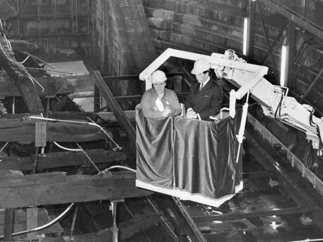 Prince Charles with Dr Margaret Rule checking progress on the Mary Rose in 1986. Picture: The News img1875