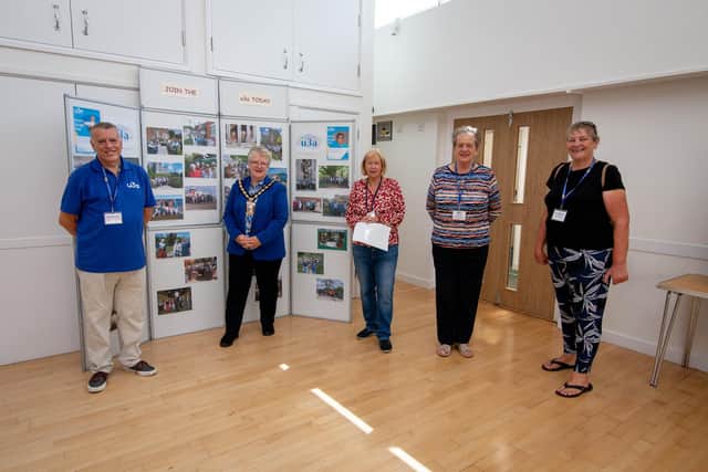 U3A team, Kevin Stock, mayor of Havant Rosy Raines, Heather Leach, Barbara Legg and Jo Derham at Waterlooville Community Centre. Picture: Habibur Rahman