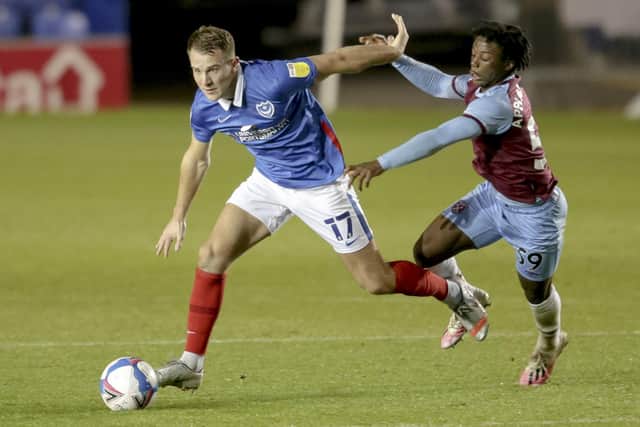 Bryn Morris was one of the few experienced players who featured for Pompey in their Tuesday night defeat to West Ham under-21s. Picture: Robin Jones/Getty Images