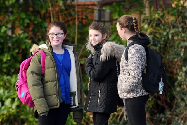 It didn't take long for the playground chatter to commence at Gomer Junior School.

Picture: Sarah Standing (080321-2057)