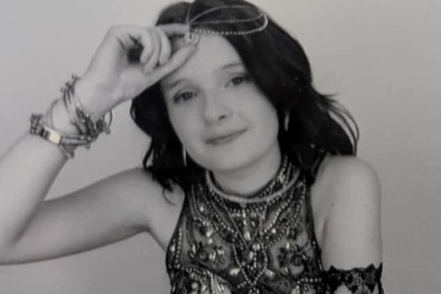 Arleah Welstead, 16, wore the headdress last worn by her 'close' cousin Louise Smith, who was murdered on May 8, 2020. Picture: Hannah Welstead.