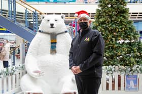 Centre manager, Rob Fryer with the Polar Bear in Meridian Shopping Centre Havant 

Picture: Habibur Rahman