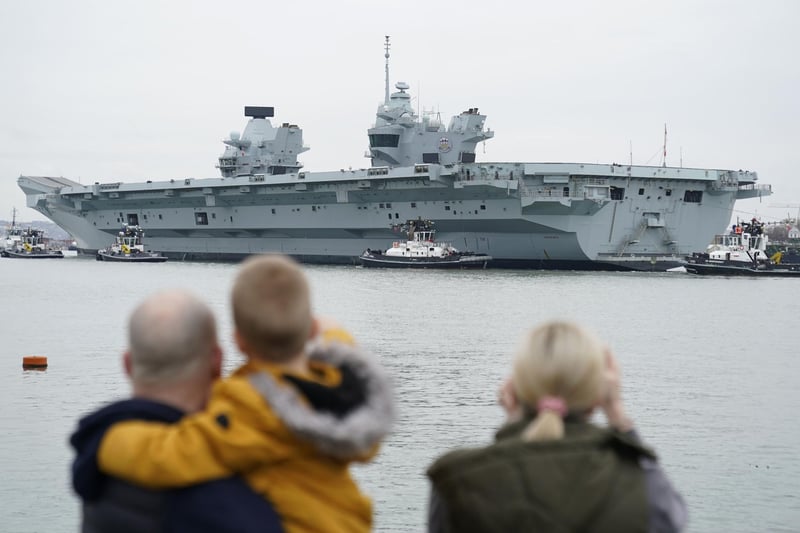 Royal Navy aircraft carrier HMS Prince of Wales returns to her home port of Portsmouth after successfully leading the UK's involvement in Exercise Steadfast Defender, the largest NATO military exercise since the end of the Cold War. Photo: Andrew Matthews/PA Wire
