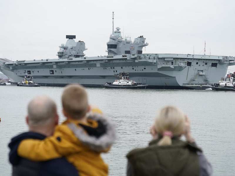 Royal Navy aircraft carrier HMS Prince of Wales returns to her home port of Portsmouth after successfully leading the UK's involvement in Exercise Steadfast Defender, the largest NATO military exercise since the end of the Cold War. Photo: Andrew Matthews/PA Wire