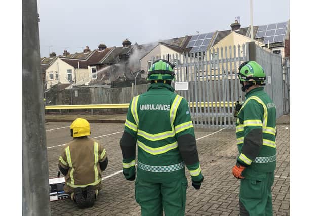 South Central Ambulance Service at the scene of a house explosion in Whale Island Way in Portsmouth on New Year's Day 2021. Picture: Scas/Twitter