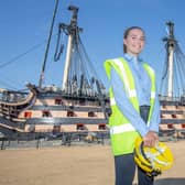 Lucy Kirkby, BAE Systems apprentice outside HMS Victory. Picture: Habibur Rahman