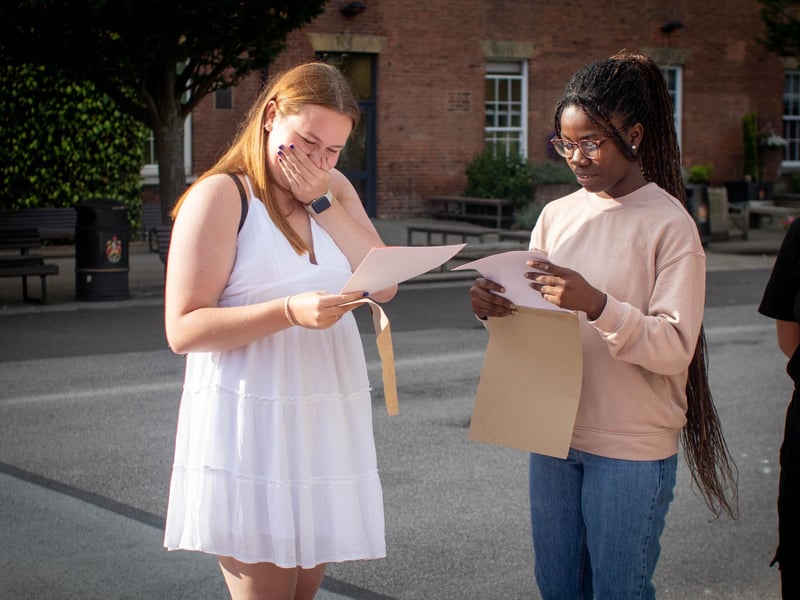 A-level results 2024 at Portsmouth Grammar school, Portsmouth on Thursday, August 15, 2024Pictured: Lara Brown with Mercy AjayiPicture: Habibur Rahman