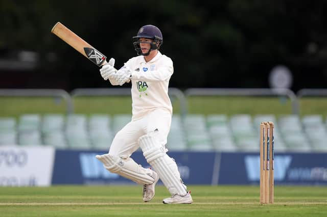 Hampshire's Tom Scriven batting on day two of the Bob Willis Trophy tie at Canterbury. Photo by Alex Davidson/Getty Images.