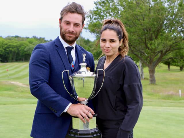 Hayling’s Toby Burden with wife Rawan after winning the Sloane Stanley Cup last year. Pic: Andrew Griffin.