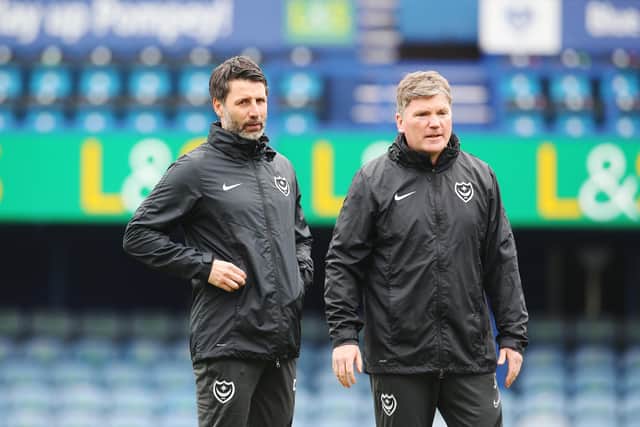 First-team coach Joe Gallen (right) has been let go by Danny Cowley as the Pompey overhaul continues. Picture: Joe Pepler