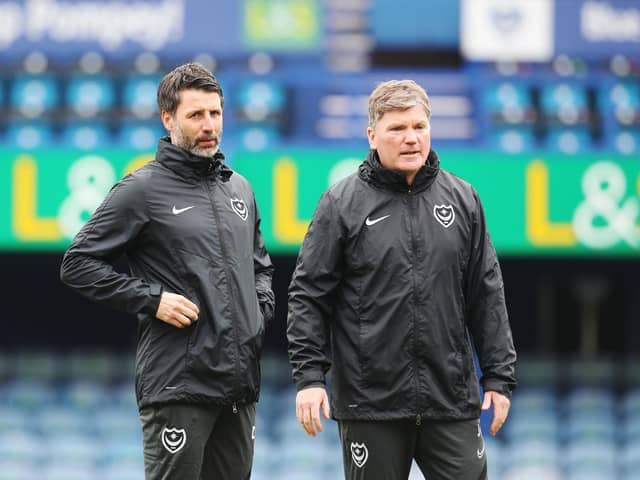 First-team coach Joe Gallen (right) has been let go by Danny Cowley as the Pompey overhaul continues. Picture: Joe Pepler