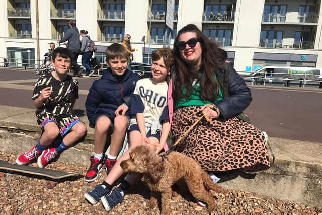 From left, Woodie, Sonny, Rudy and Aimee Welton enjoying the Easter weekend in Southsea