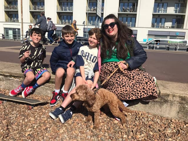 From left, Woodie, Sonny, Rudy and Aimee Welton enjoying the Easter weekend in Southsea