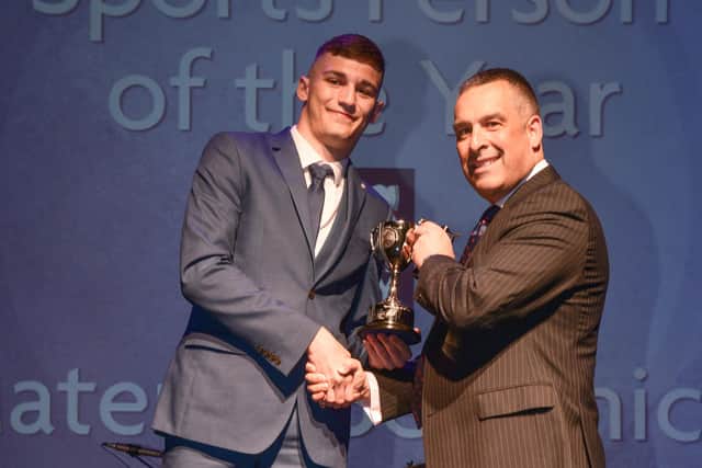 Mateusz Bereznicki receives a Fareham College Sports Person of the Year award in 2019. Picture: Chris Russell