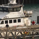 Migrants picked up at sea while attempting to cross the English Channel in Dover. Picture: CARLOS JASSO/AFP via Getty Images.