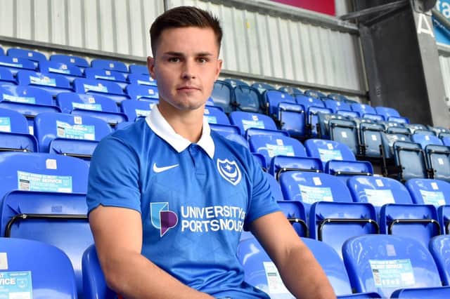 Callum Johnson, who yesterday signed from Accrington,  had been handed a start at right-back against Colchester tonight. Picture: Portsmouth FC