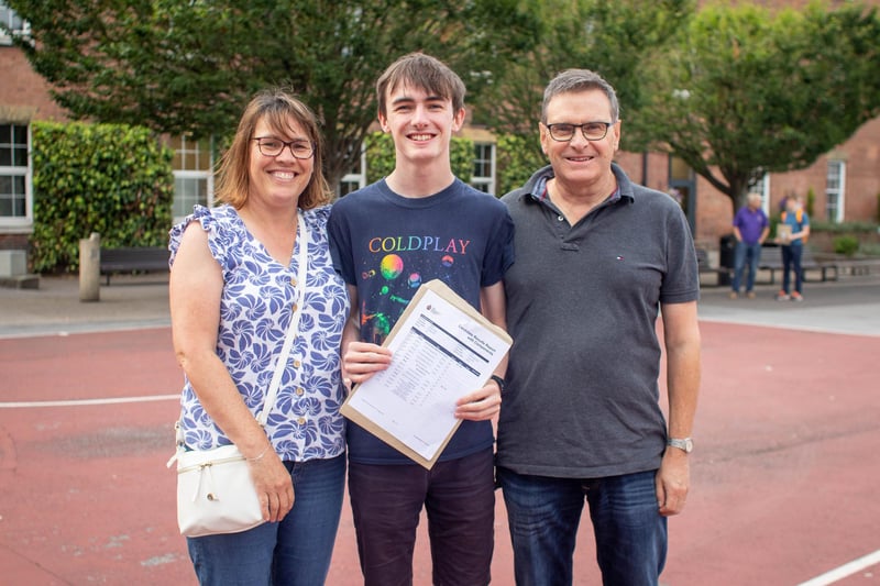 A-level results 2024 at Portsmouth Grammar school, Portsmouth on Thursday, August 15, 2024Pictured: Will Todd who got 4 A*s with his parents Fiona and RogerPicture: Habibur Rahman