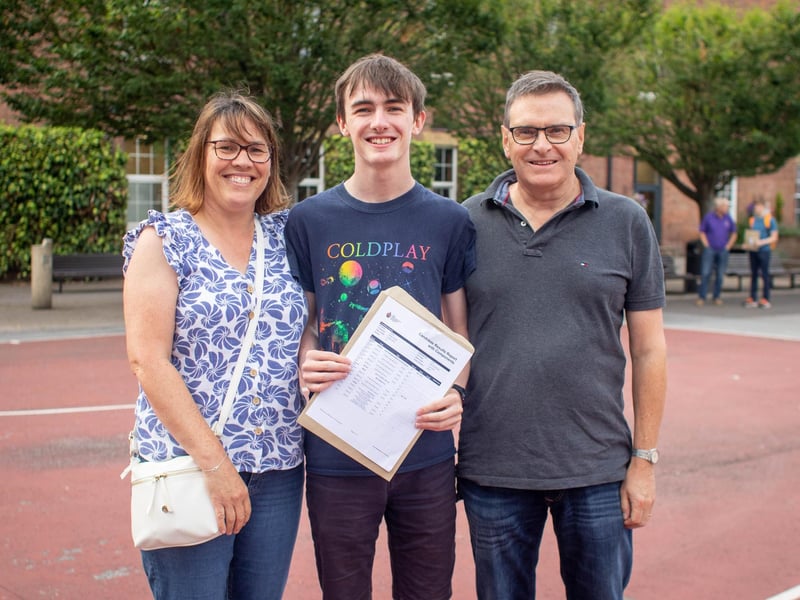 A-level results 2024 at Portsmouth Grammar school, Portsmouth on Thursday, August 15, 2024Pictured: Will Todd who got 4 A*s with his parents Fiona and RogerPicture: Habibur Rahman