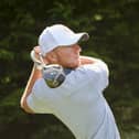 Lee-on-the-Solent GC’s George Saunders tees off on the seventh hole playing for Hampshire in his singles match against Dorset at Liphook. Picture: Andrew Griffin.