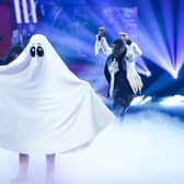 Ghost was the first celebrity to be unmasked on The Masked Singer. Picture: ITV/Bandicoot TV/Kieron McCarron
