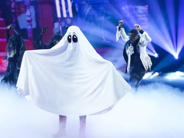 Ghost was the first celebrity to be unmasked on The Masked Singer. Picture: ITV/Bandicoot TV/Kieron McCarron