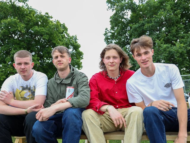 Pictured - Oli, Ed, Will and Archie of the Toucans getting ready to perform Saturday afternoon. Photos by Alex Shute.