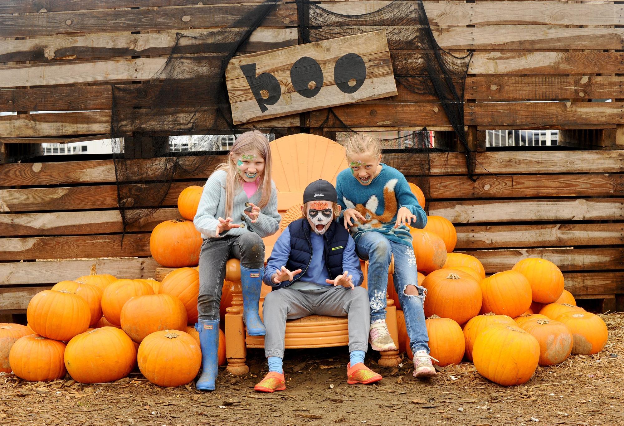 Pictured is: (l-r) Bella Horne (8), Teddy Horne (10) and Annabel Scudamore (8) all from near Petersfield.
Picture: Sarah Standing (251023-2152)