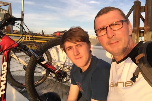 Tim Hitchings with his son Callum