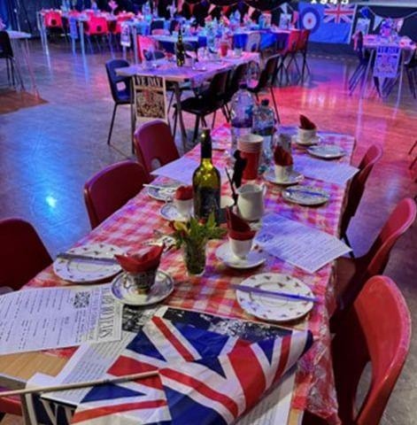 Purbrook Park School Hall ready for the VE Day celebrations