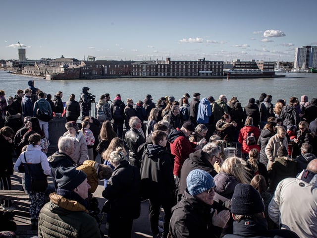 Well-wishers waiting for HMS Prince of Wales in Old Portsmouth. Picture: Habibur Rahman