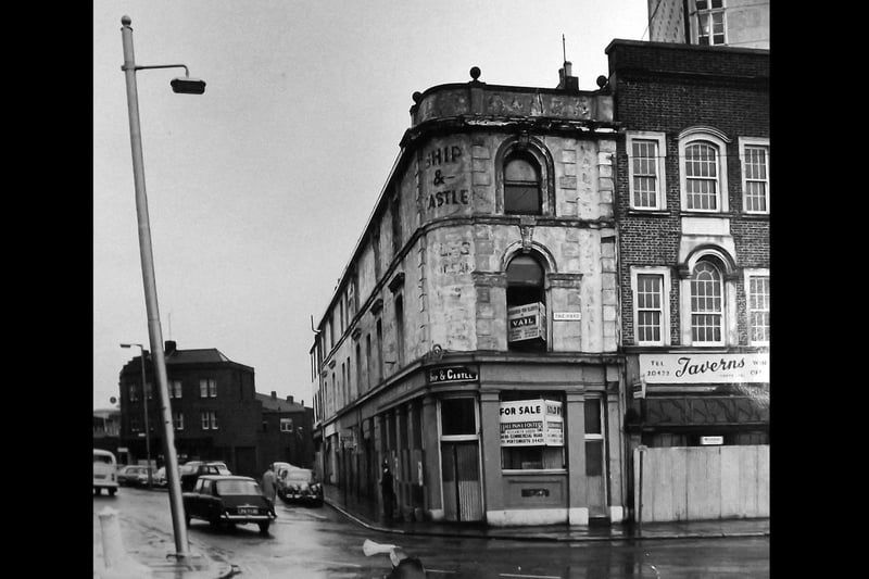 The Ship & Castle outside the dockyard main gate circa 1960
